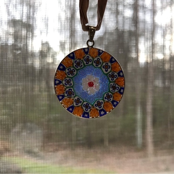 Millefiori Gilt 925 AMV Antica Murrina Venezia Handmade Murano Glass Pendant - Picture 11 of 15